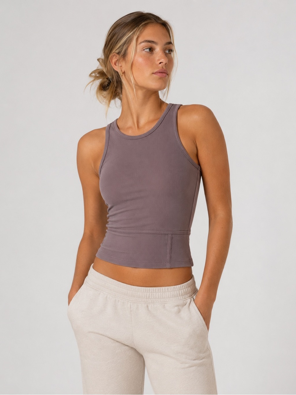 Jason Wu NWT Mauve Ribbed Tank Top - Picture 2 of 6